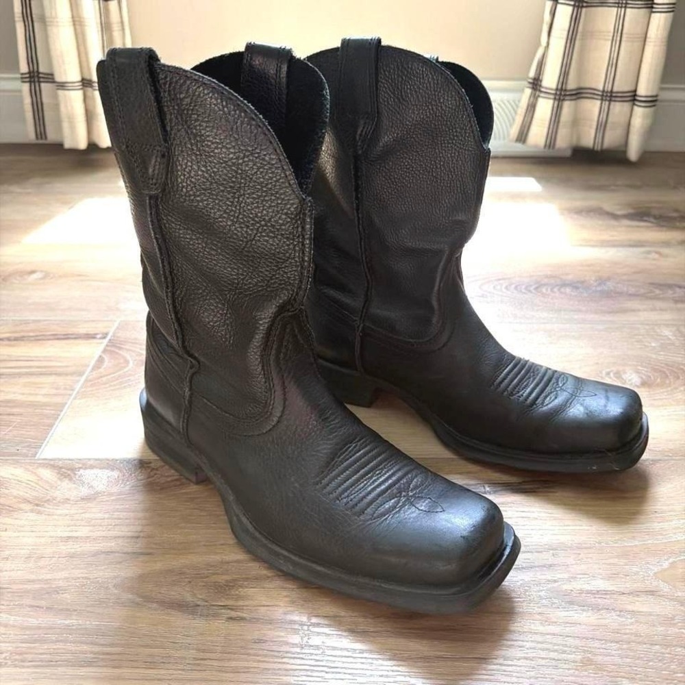 Ariat Rambler Black Deertan Leather Western Cowboy Boots Square Toe Boot Men's 9
